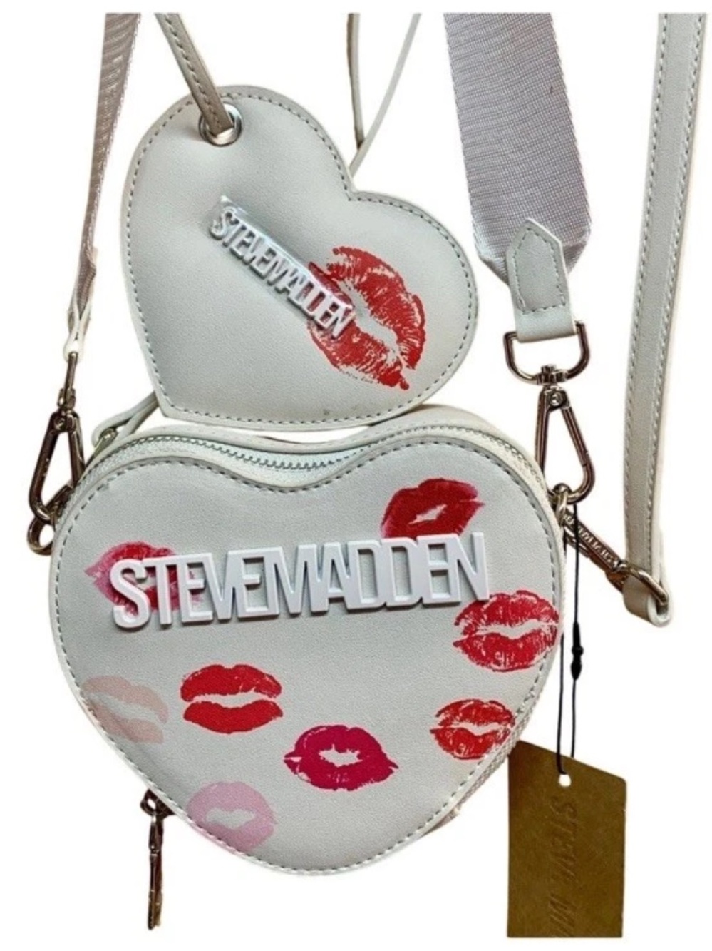 STEVE MADDEN 4pc BROSI KISSES Heart-Shaped XBODY Bum Bag Charm 2-Straps Lips NWT